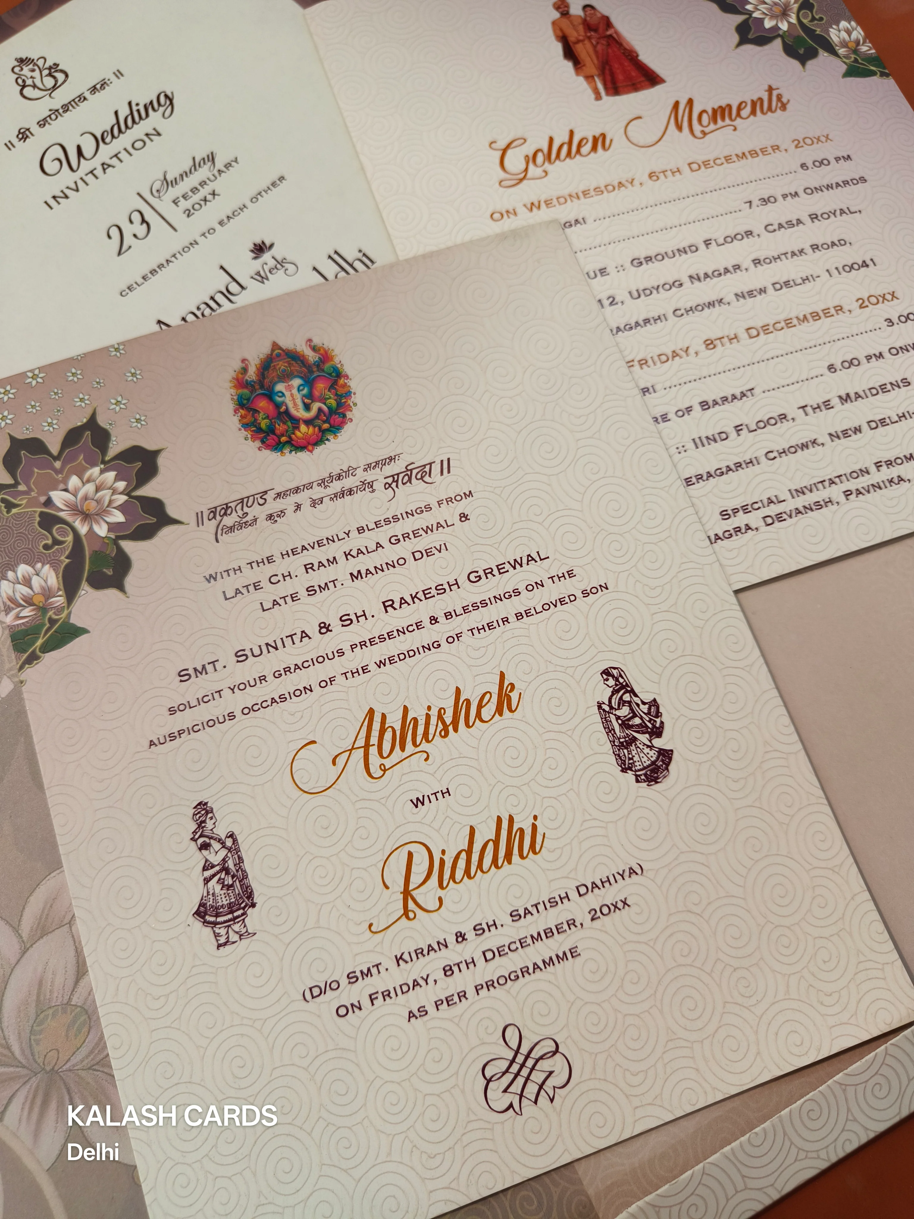 KL0277 Semi Box Floral Paper Wedding Card (2 Page) - Image 3