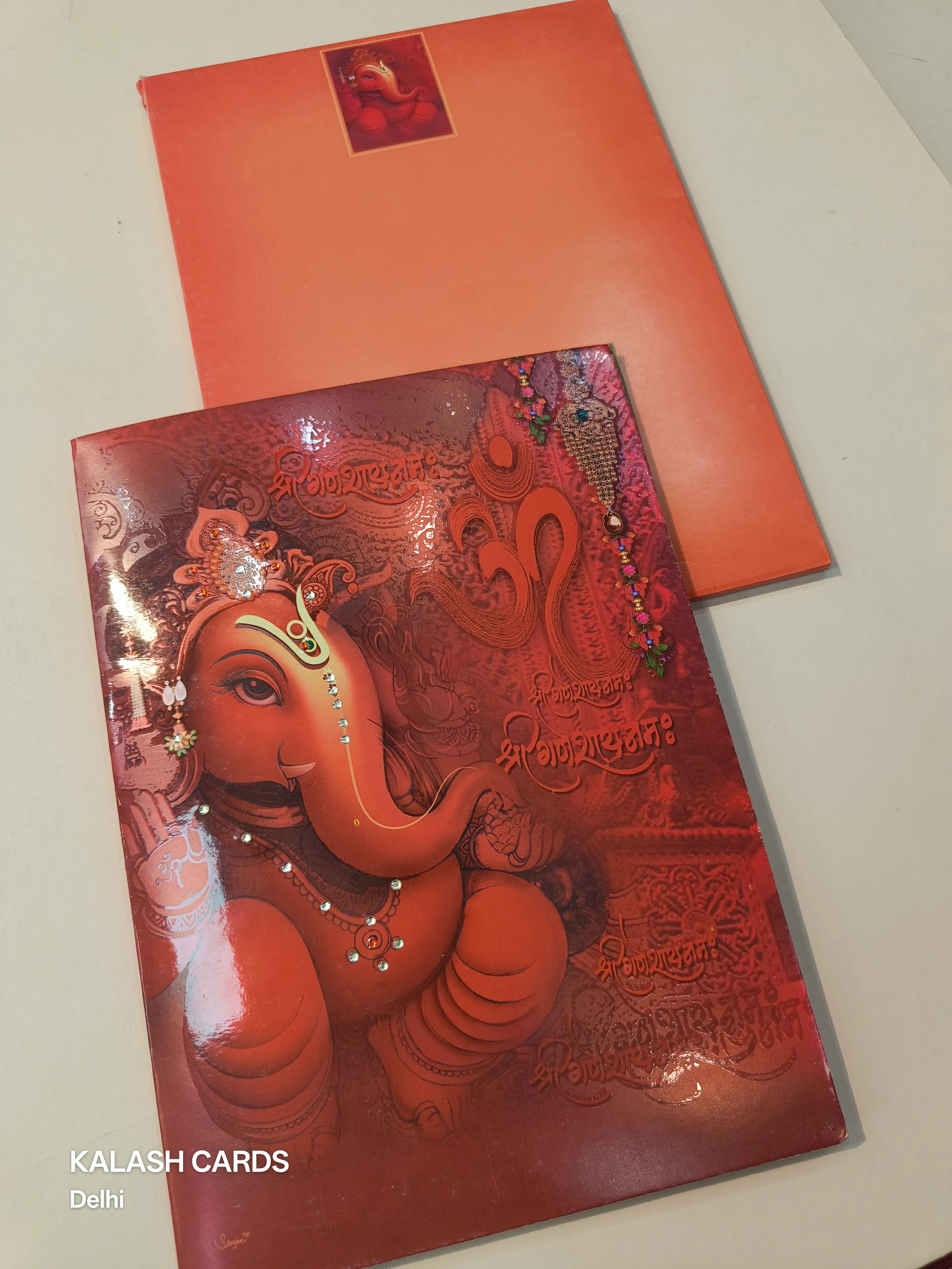 KL0641 Ganesh Semi Box Paper Wedding Card (2 Page) - Image 4
