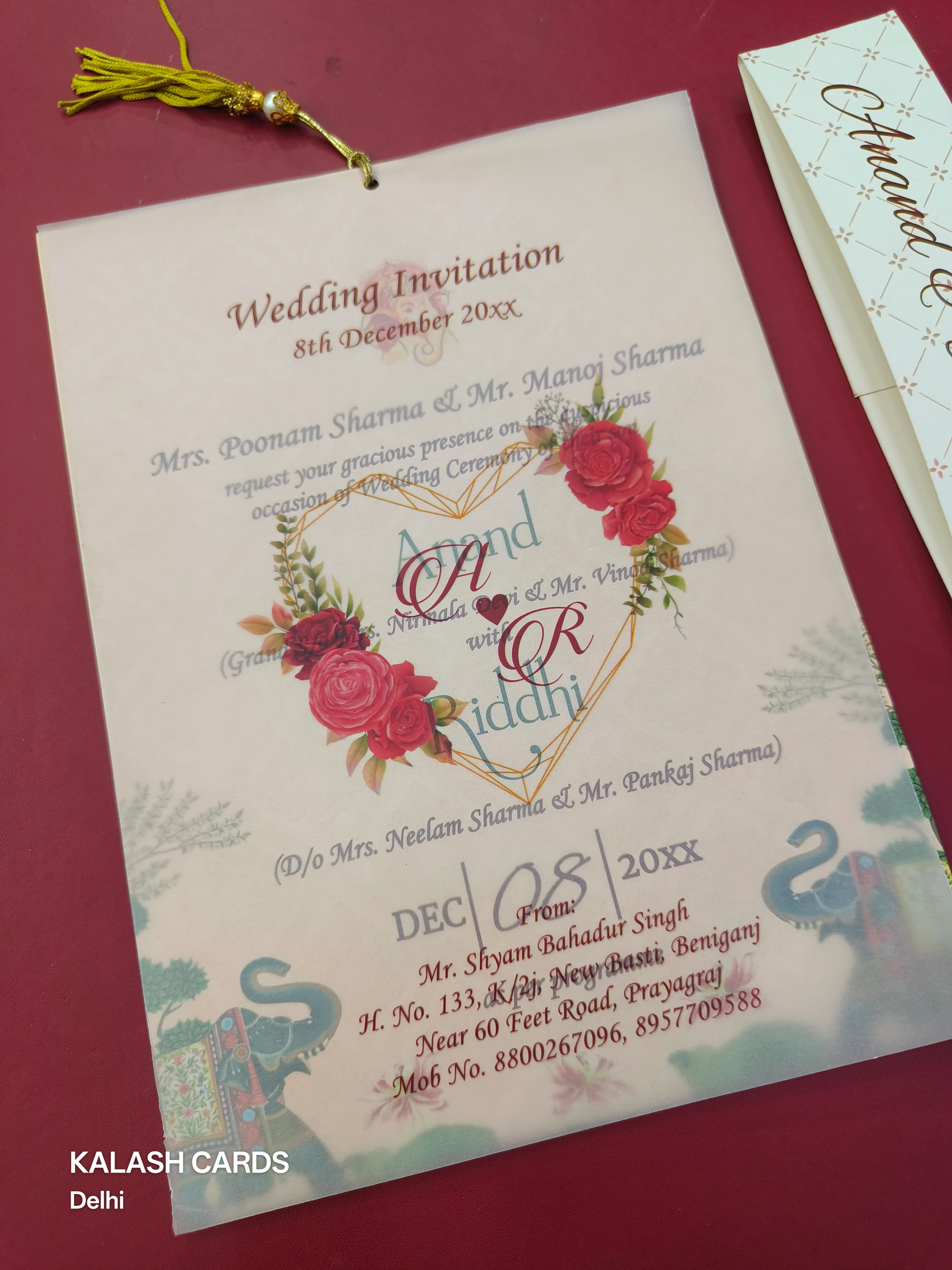KL1801 Translucent Cover Luxury Wedding Card (2 Page) - Image 3