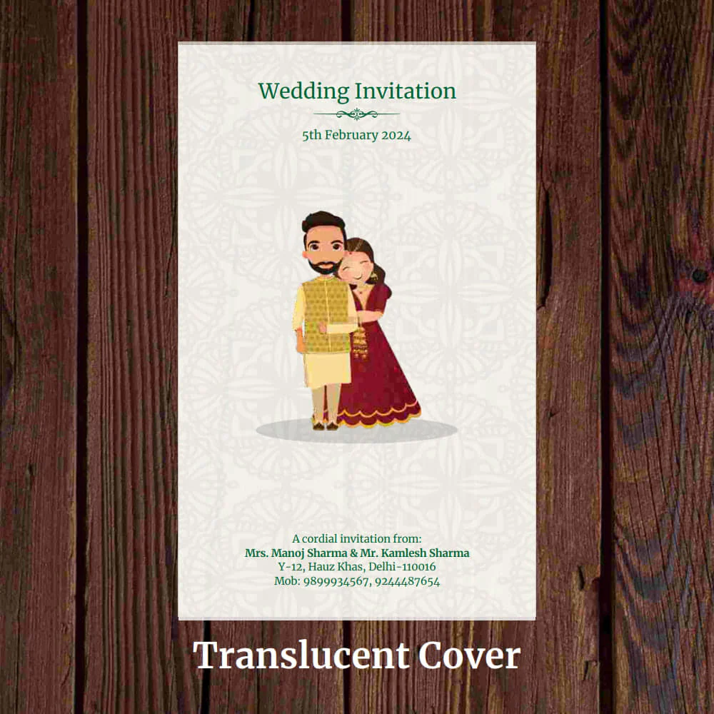 KL2096 Translucent Cover Luxury Wedding Card (2 Page) - Image 3