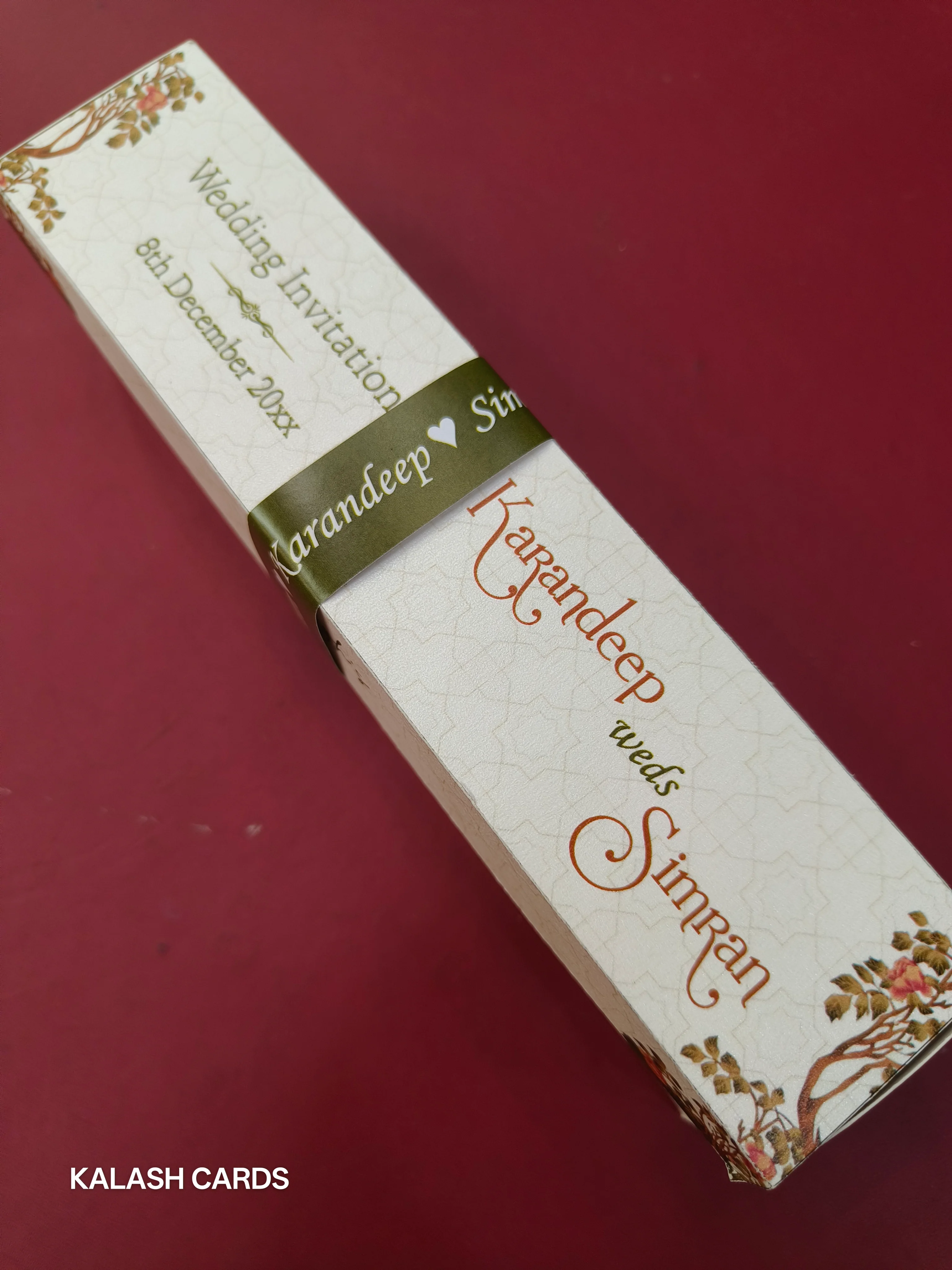 KL2149 Sikh Anand Karaj Theme Luxury Translucent Scroll Wedding Card with Matching Box Cover and Personalised Band - Image 3