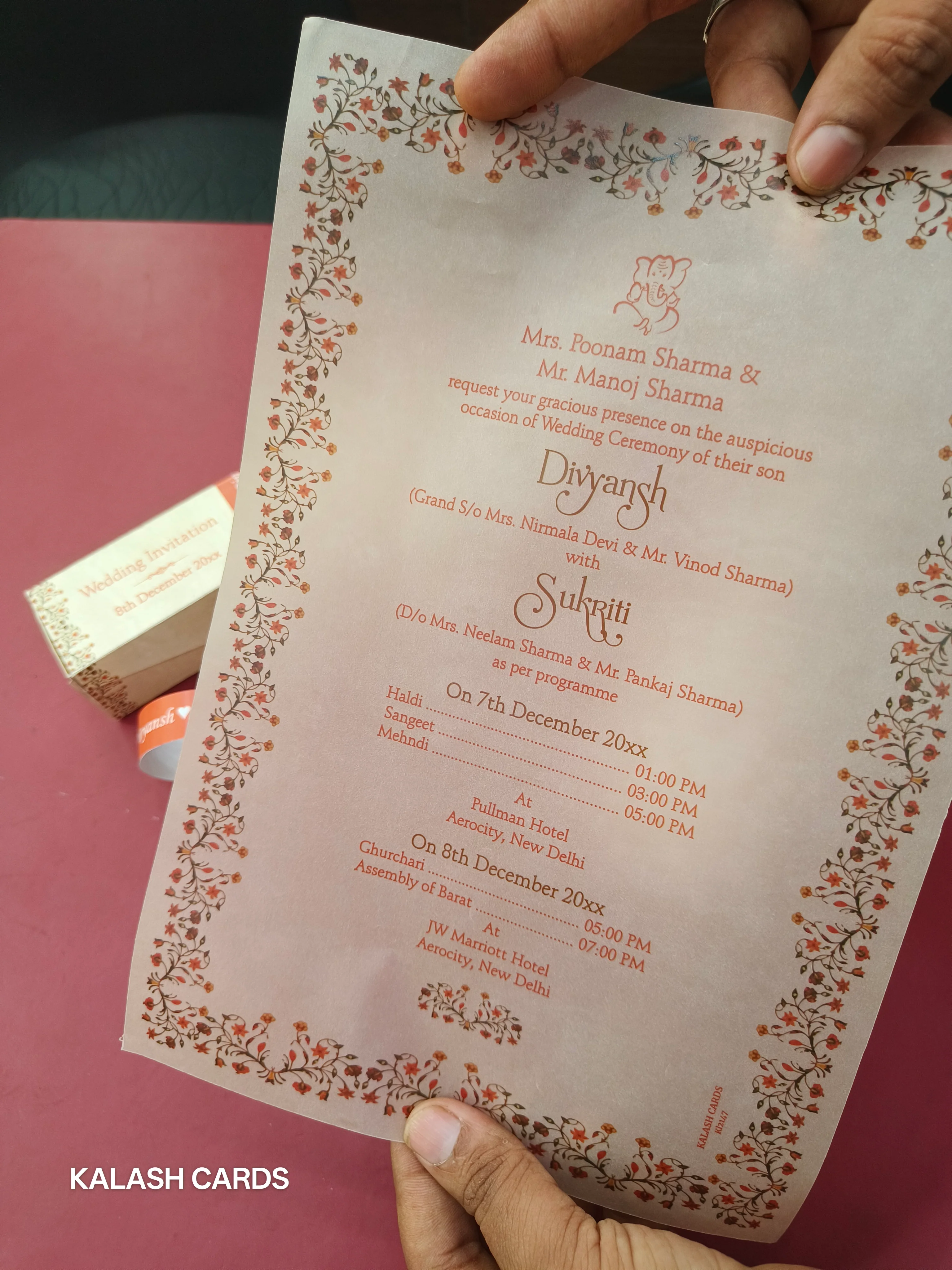 KL2231 Luxury Translucent Scroll Wedding Card with Matching Box Cover and Personalised Band - Image 3