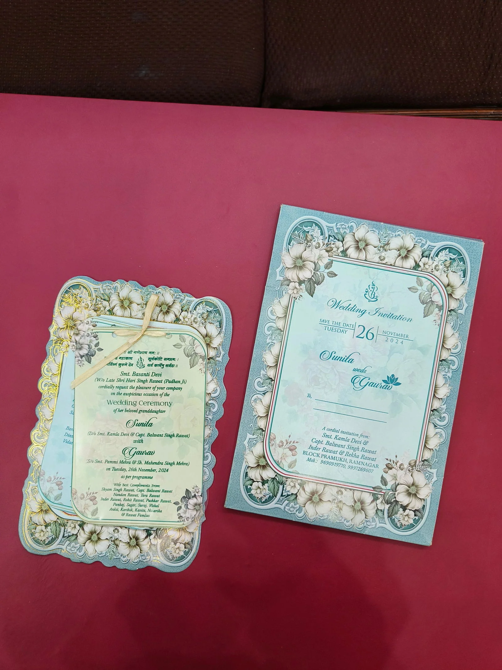 KLB545 Floral Design Semi Box Paper Wedding Card